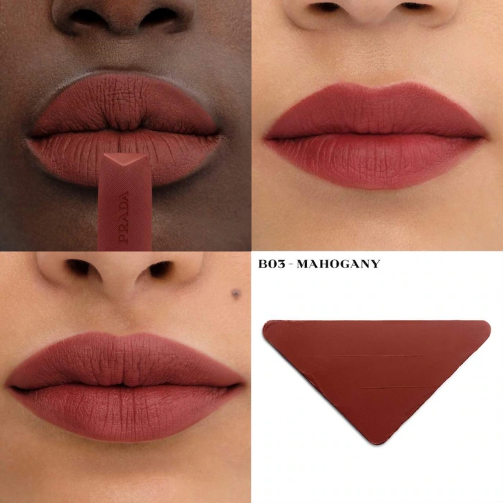 NEW PRADA MONOCHROME HYPER MATTE REFILLABLE LIPSTICK IN B03 MAHOGANY - Picture 3 of 11